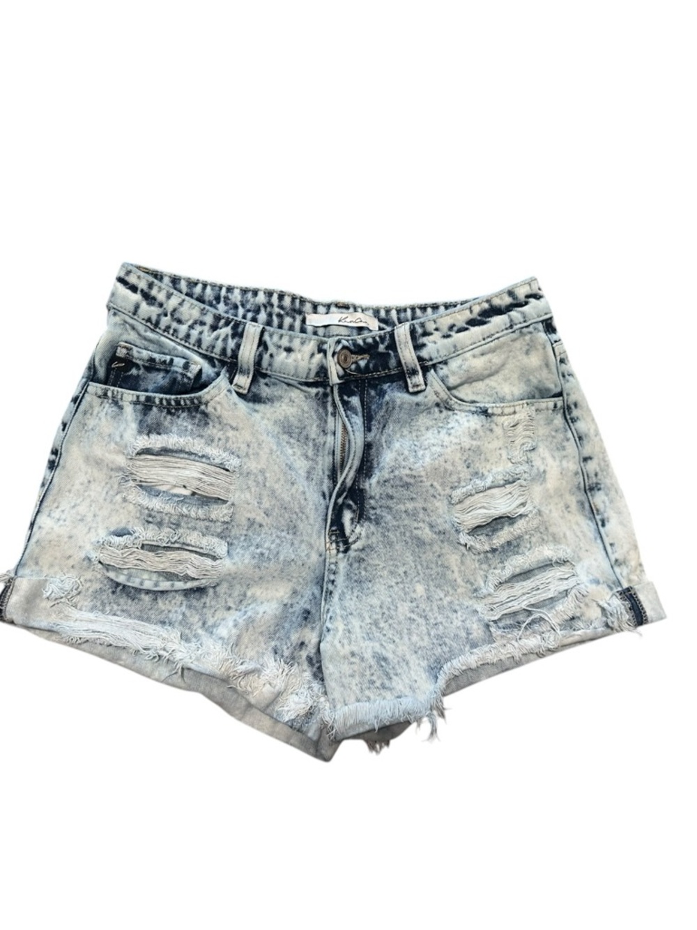 KanCan Women's Light Blue Acid Wash Distressed Cut Off Denim Shorts Size 9/28
